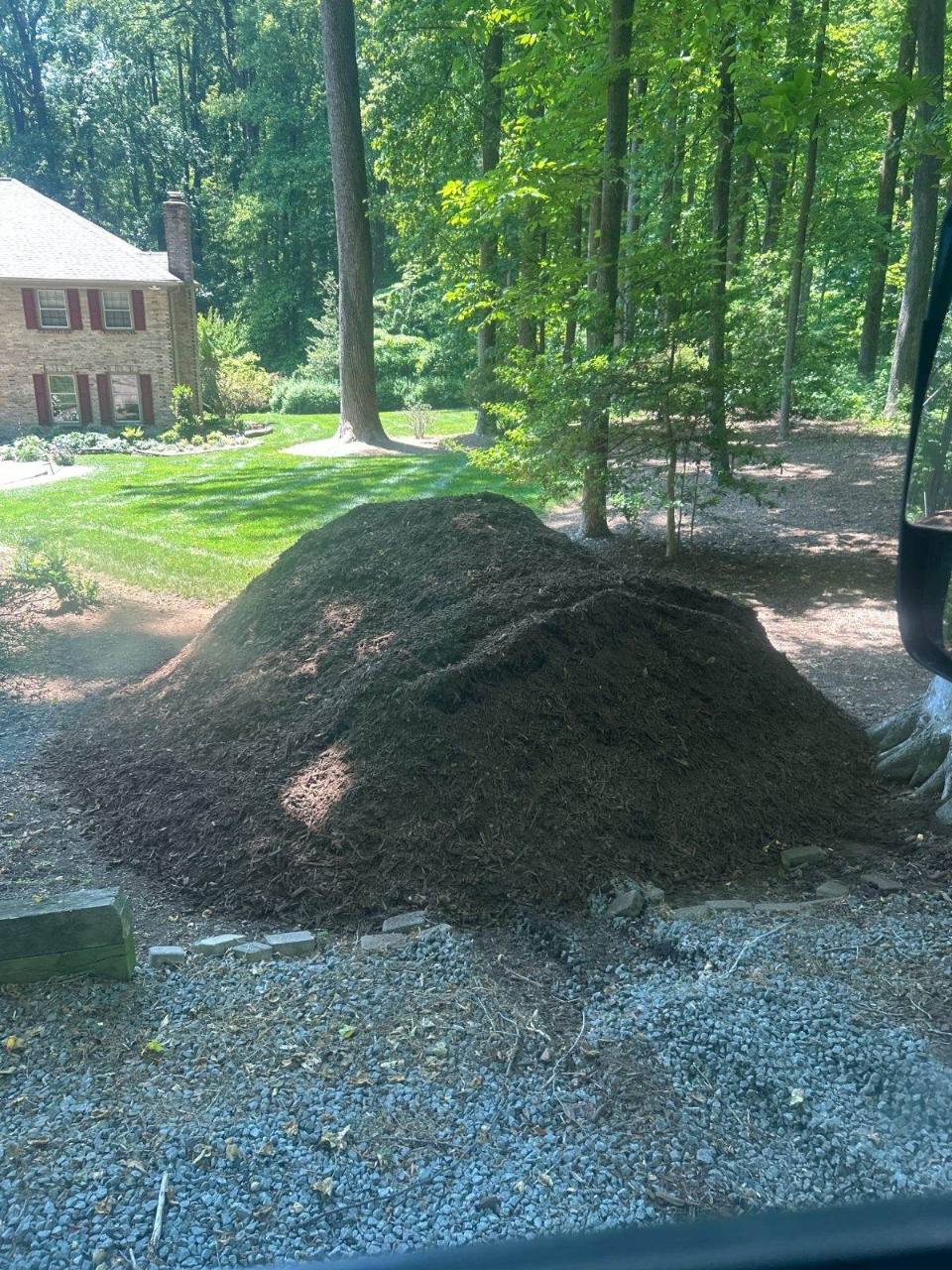 Bulk double shredded hardwood mulch delivered by Mulch & Stone in Clifton, VA