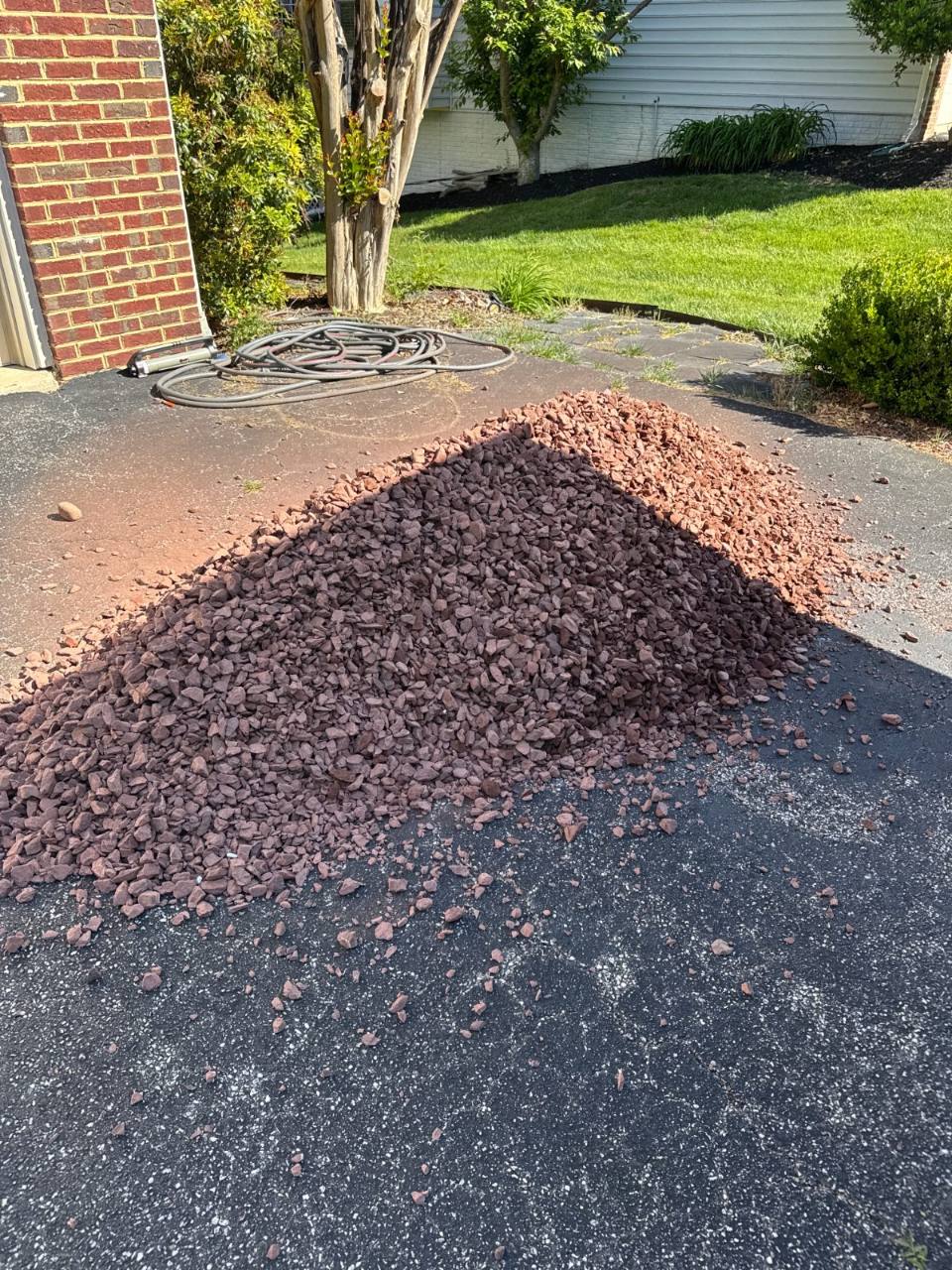 Bulk red mulch delivered by Mulch & Stone in Edgewater, MD