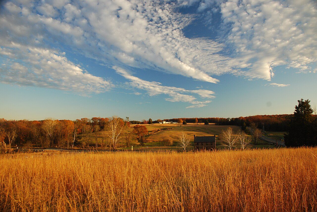 Autumn fields and tree lines at Manassas National Battlefield Park