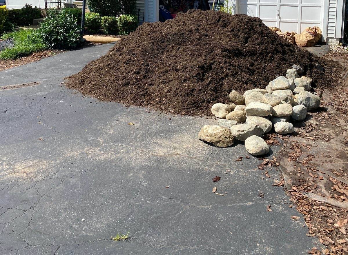 Bulk mulch and landscape boulders delivered by Mulch & Stone in Sterling, VA
