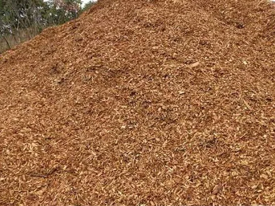 Close-up of playground woodchips